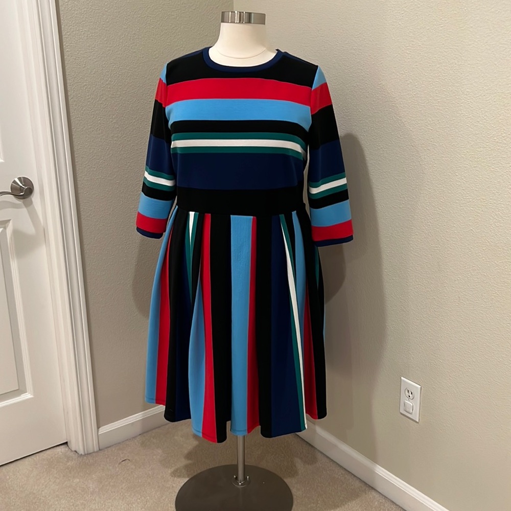 Eloquii size 20 striped dress black blue red green